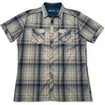 Kuhl Mens Large Pearl Snap Shirt Plaid Short Sleeve Collared Eluxor 22.5x30 - $22.00