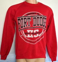 Vintage FORT DODGE High School Iowa Dodgers Sweatshirt Red 50/50 L USA - $39.00