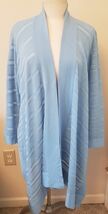 Exclusively Misook High Low Asymmetrical Cardigan Size- L Petite Sky Blue - $69.28