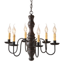 &quot;Gettysburg&quot; Colonial Chandelier - Heavily Distressed Black Over Red Usa Made - £364.72 GBP