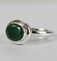 Natural Emerald 925 Sterling Silver Handmade Engagement Ring For Women Gift - £33.62 GBP