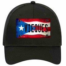 Vieques Puerto Rico Flag Novelty Black Mesh License Plate Hat - £23.31 GBP
