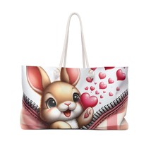Personalised/Non-Personalised Weekender Bag, Cute Rabbit, Zipper, Valentines Day - £38.74 GBP