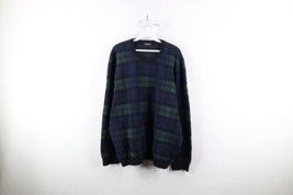 J McLaughlin Mens Size 2XL XXL Faded Cotton Blend Knit Crewneck Sweater Plaid - £46.47 GBP