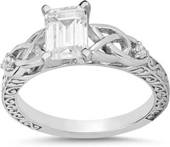 1.50CT CZ Solitaire Trinity Celtic Knot Filigree Engagement Ring in 925 Silver - £61.24 GBP