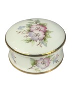 Queensway Clematis Fine Bone China Floral Round Trinket Box Made In England - $11.87