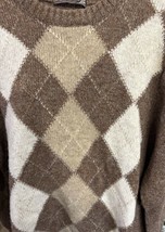 COOPER &amp; ROE England Brown &amp; Cream Argyle Shetland Wool VTG Sweater - XL... - $35.30