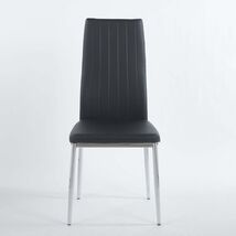 Modern Chrome Leg Dining Chairs Set of 4 - Black Metal Seating - $176.99