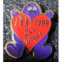 1999 McDonald&#39;s Las Vegas Purple Grimace with Red Heart Las Vegas 1999 Pin - £7.93 GBP