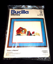 NEW Vintage 1980&#39;s Bucilla Crewel Stitchery Kit &quot;Clown In Repose&quot; #49256  - £11.98 GBP