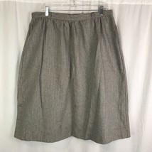 Vintage women&#39;s gray stripe wool A line skirt Extra Special 34&quot; waist Secretary - £23.02 GBP