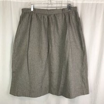 Vintage women&#39;s gray stripe wool A line skirt Extra Special 34&quot; waist Se... - £22.76 GBP