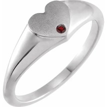 Sterling Silver Mozambique Garnet Heart Signet Ring - £117.73 GBP+