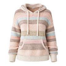 O'Neill Bailynn Baja Knit Hoodie Small Pastel Stripe Coastal Boho Surf Cozy - $24.99