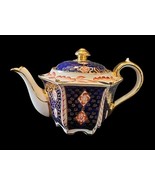 James Sadler Teapot No 1624 England c1947 Rust Flowers Cobalt Panels Gol... - $154.64 CAD