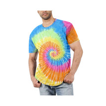 Tie Dye Rainbow T Shirt   Crew Neck - Short Sleeve - Fashion Tee - £15.97 GBP