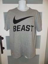 Nike Dri-Fit Gray T-Shirt Beast Graphic Print Logo Athletic Cut Size L M... - £14.29 GBP