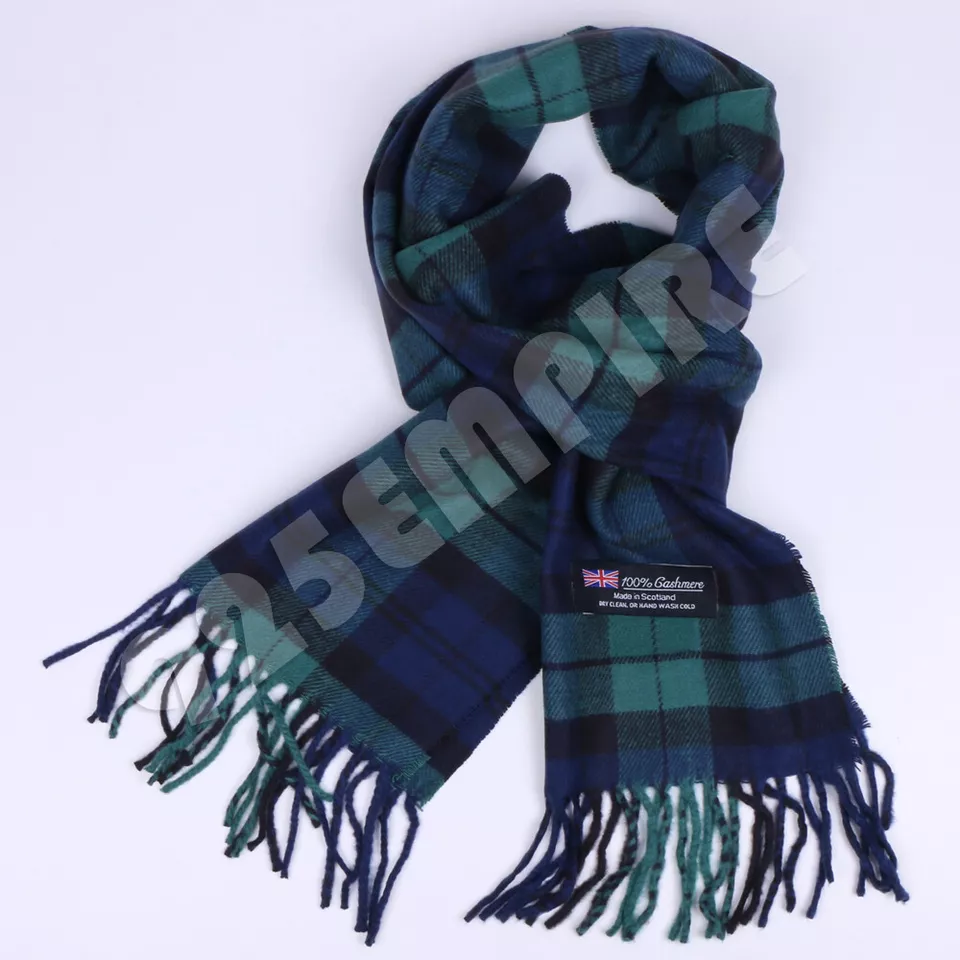 100% CASHMERE Plaid Scarves Warm Solid Plain Winter Check Scarf (Green P... - $18.00