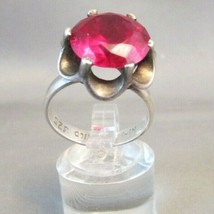 Antique Genuine 7.Carat Ruby Sterling Silver Ring Taxco Mexico TS-14 Sz 8.50 - £790.95 GBP