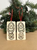 Santa Claus FootPrint Engraved Wooden Christmas ornament, Holiday gift S... - $14.01