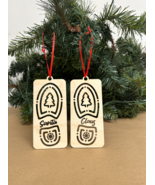 Santa Claus FootPrint Engraved Wooden Christmas ornament, Holiday gift S... - $14.01