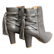 Halogen SADEE US Size 8.5 EU 39 Grey Leather Boots Lace-Up back Almond Toe  - $44.75