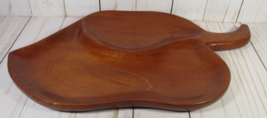 Wooden Leaf Shaped Divided Serving Platter VINTAGE 14&quot; x 8&quot;. - £3.93 GBP