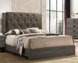 Poundex Wood Cal. King Bed with Padded Headboard in Dark Grey Finish - $643.99