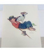 Norman Rockwell Embossed Print 8X10 Boy and Dog Fishing - $12.86