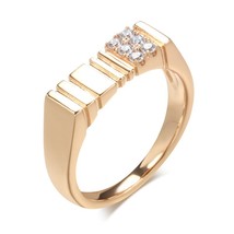 Hot Fashion Glossy Men Ring 585 Rose Gold Simple Square Natural Zircon Ring For  - £9.68 GBP