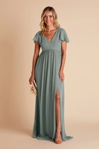 Birdy Grey HANNAH EMPIRE DRESS CHIFFON SEA GLASS MEDIUM NEW NWT BRIDESMA... - $544.46 MXN