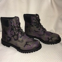 New Timberland Women&#39;s 6&quot; Premium Boots Iridescent Camo Purple/Green/Black 6.5 - £111.12 GBP