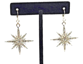 Kirks Folly Clear Crystal Star Spangled Leverback Silvertone Earrings - £23.68 GBP