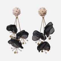 W high quality lace fabric flower earrings for women big pink rose flower trendy womans thumb200