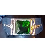 Green &amp; Cubic Zirconia Ring Men’s Green Hipster Bold Style - $17.79 CAD