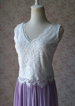 Rustic Wedding Lavender Maxi Chiffon Skirt Lace Top 2-Piece Bridesmaid Dresses image 5