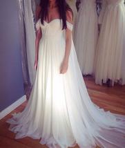 off the Shoulder Empire White Tulle Wedding Dress Floor length Women Bri... - $180.00