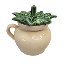 Bean Pot RRP Co Roseville OH Pottery Cookie Biscuit Jar w Pepper Lid Cream Green - £25.10 GBP
