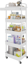5-Tier Rolling Utility Cart with Drawer,Multifunctional Storage Organize... - $52.10