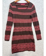 Krimson Klover Womens Brown Pink 100% Wool Knit Long Sleeve Dress M - $586.92 MXN