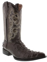 Mens Brown Cowboy Boots Crocodile Print Leather Western Bota Vaquero Size 6, 6.5 - £86.55 GBP