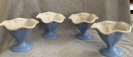 Ceramic set of 4 Ice Cream/Sundae Bowls Dish D&#39;lusso Home Collection Blue Drip - £20.03 GBP
