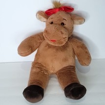 Build A Bear Reindeer Moose Red Bow 16&quot; Xmas Brown Stuffed Animal Plush - $23.75