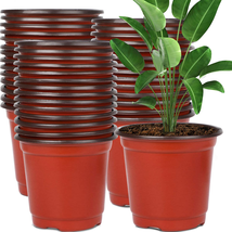 Augshy 130 Packs 6 Inches Plastic Plant Nursery Pots, Seed Starting Pot ... - $35.77