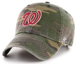 Washington Nationals MLB &#39;47 Camo Clean Up Relaxed Dad Hat Cap Men&#39;s Adjustable - £18.42 GBP