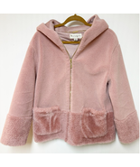 Koolaburra by Ugg Womens Full Zip Pink Rose Coat w/ Hood Sherpa Faux Fur Small - $34.65