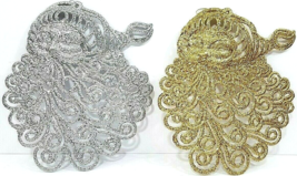 Santa Head Ornaments 9&quot; x 8&quot; Set Of 2 Large 1 Silver and 1 Gold Glittere... - $13.09