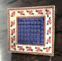 Polish Pottery Manufaktura Boleslawiec Floral 9” Square Plate Dish Flowe... - £40.30 GBP