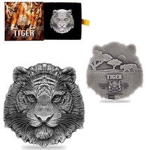 1 Oz Silver Coin 2022 Chad 5000 Francs CFA Tiger Shaped High Relief Coin - $100.65