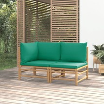  Garden Lounge Set Natural bamboo, Green cushion Bamboo - $433.54 CAD